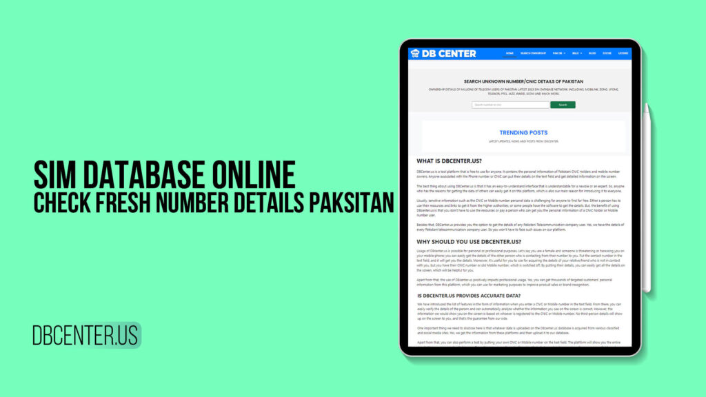 SIM Database Online - Check Fresh Number Details Pakistan