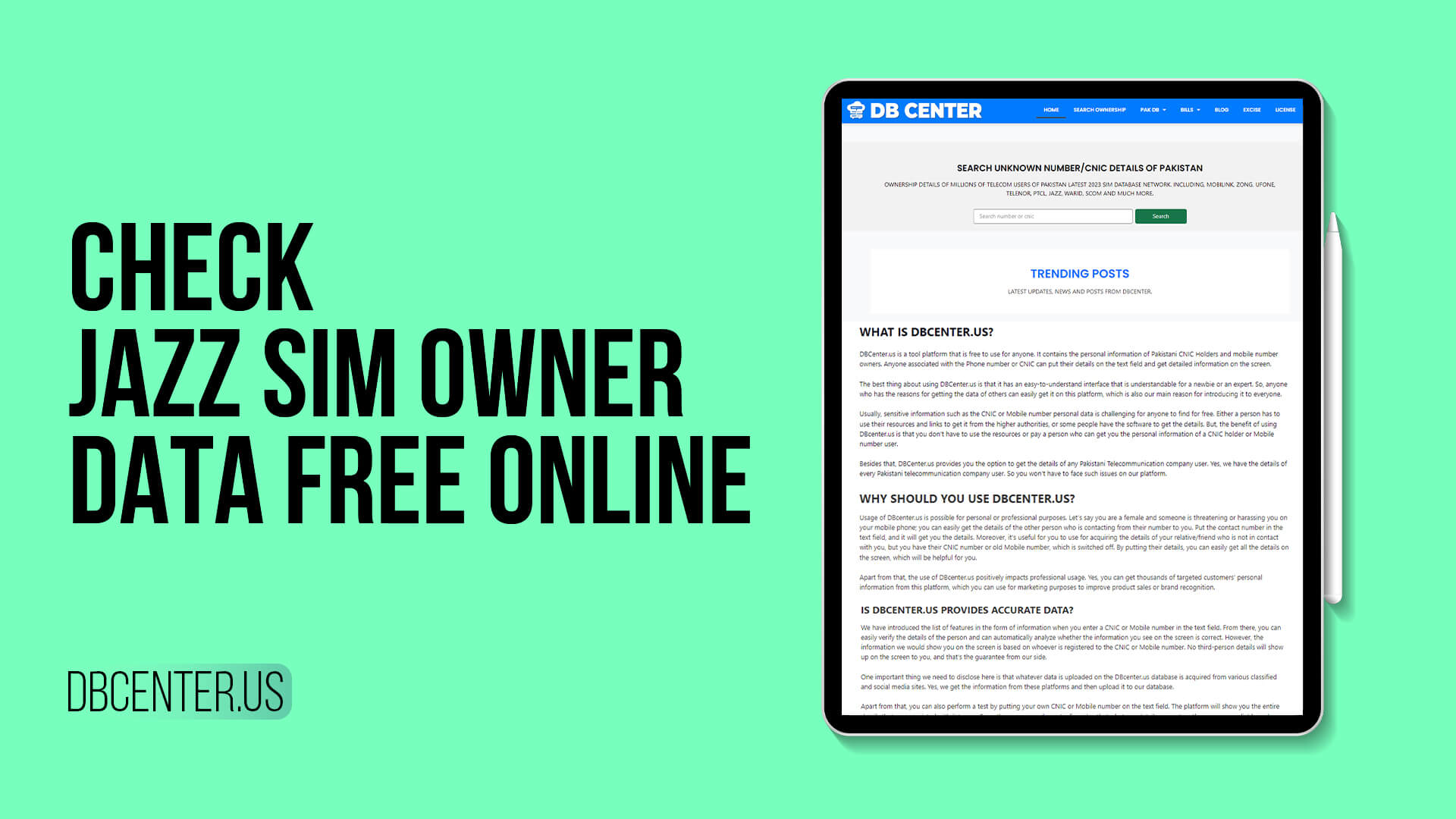 Check Jazz SIM Owner Data Free Online