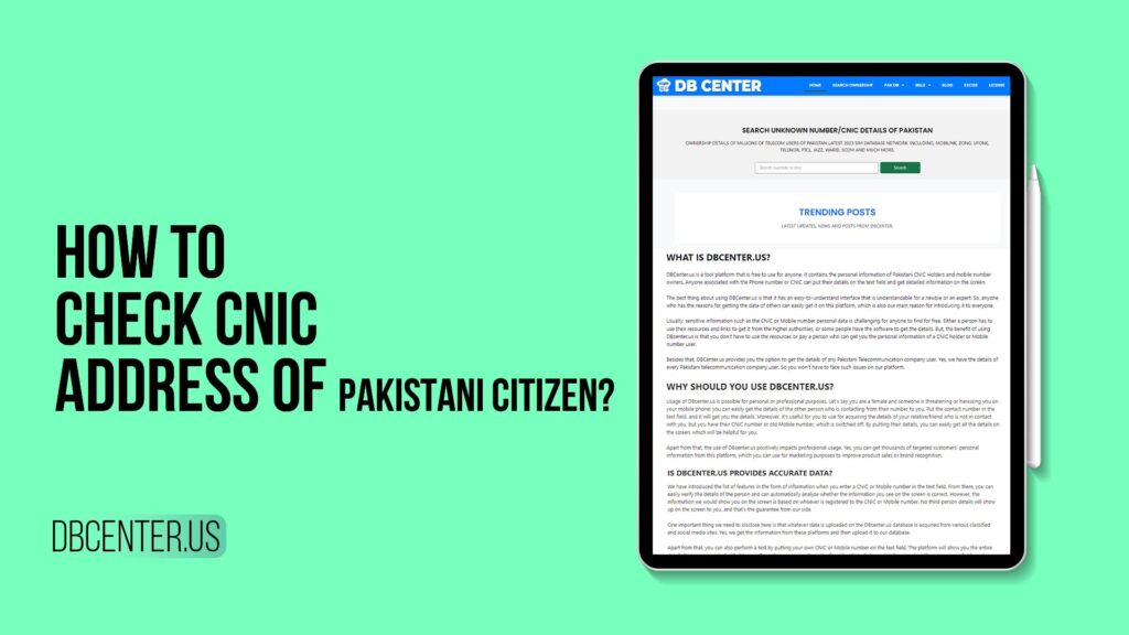 How to check CNIC Address of Pakistani Citizen?