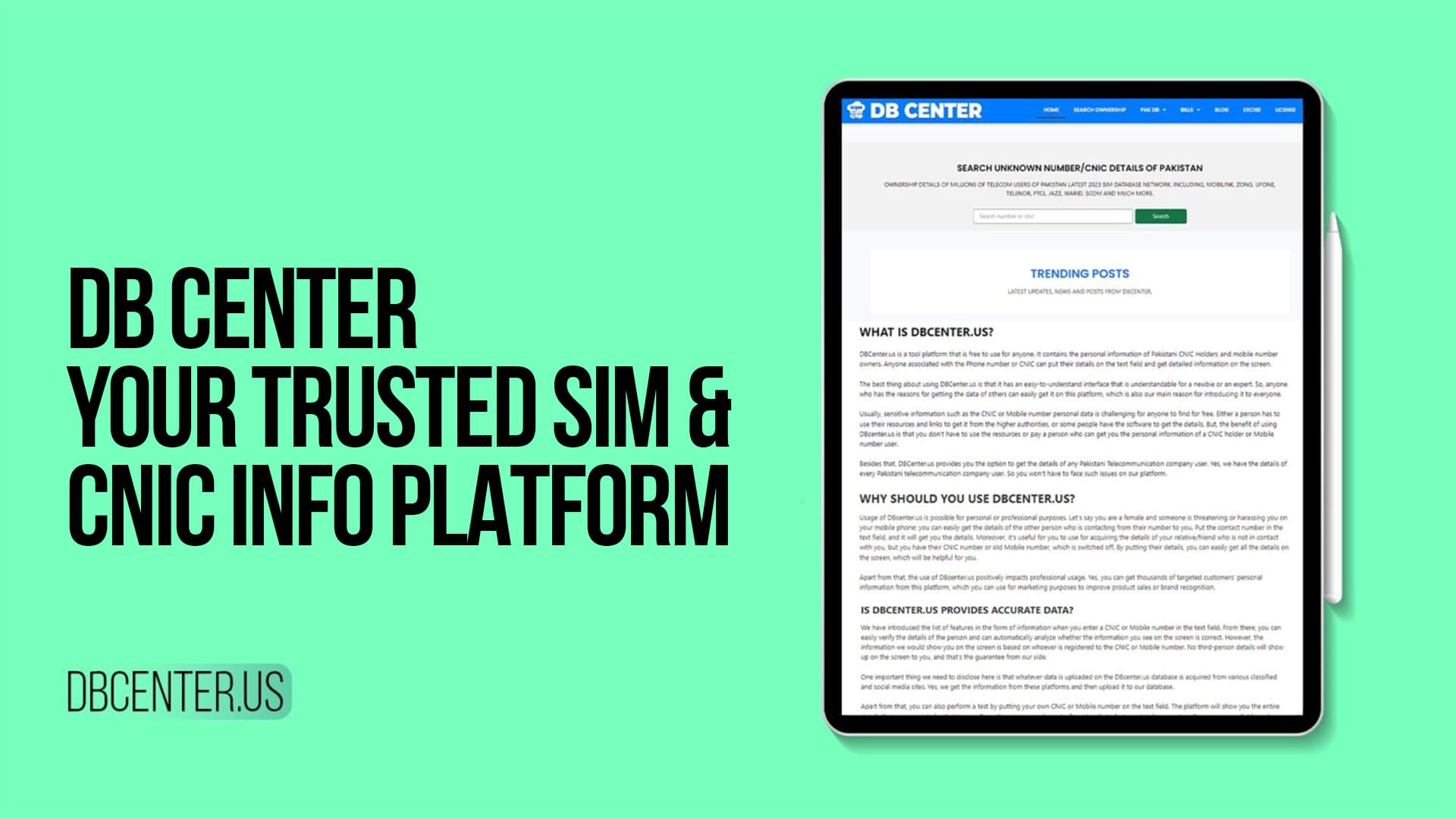 DB CENTER - YOUR TRUSTED SIM & CNIC INFO PLATFORM