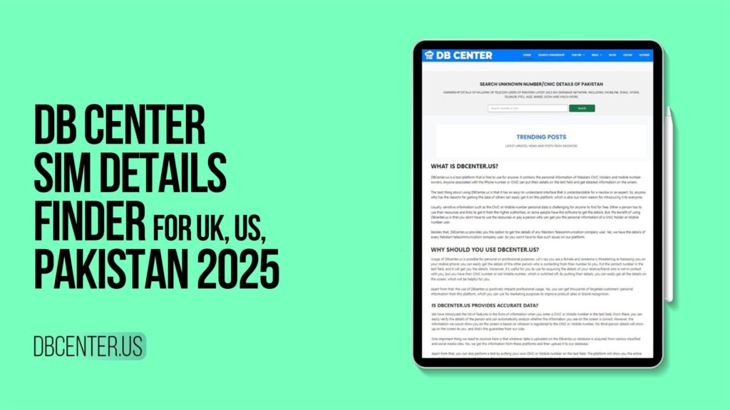 DB Center Sim Details Finder for UK, US, Pakistan 2025