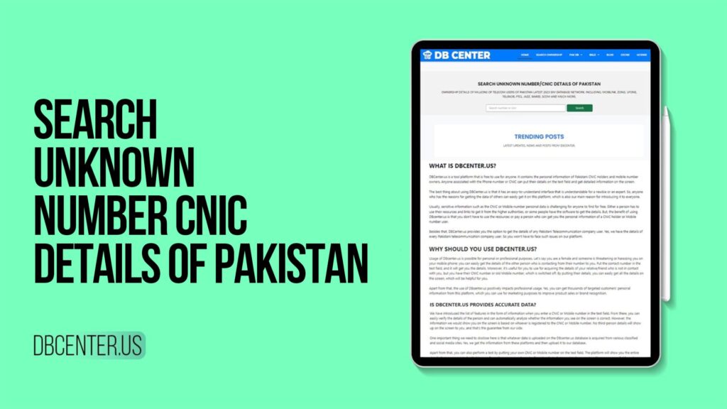 Search Unknown Number CNIC Details of Pakistan