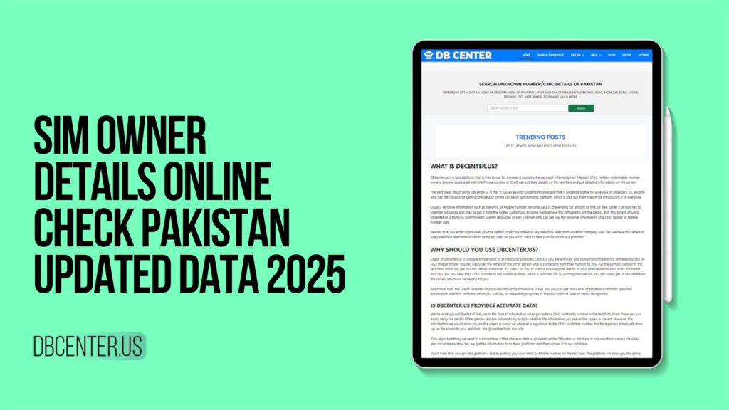SIM Owner Details Online Check Pakistan Updated Data 2025