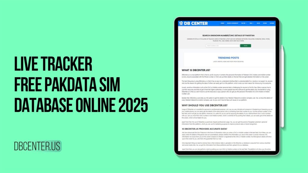 Live Tracker | Free PakData Sim Database Online 2025
