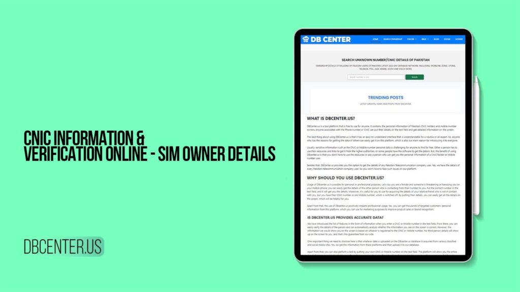 CNIC Information & Verification Online - SIM Owner Details