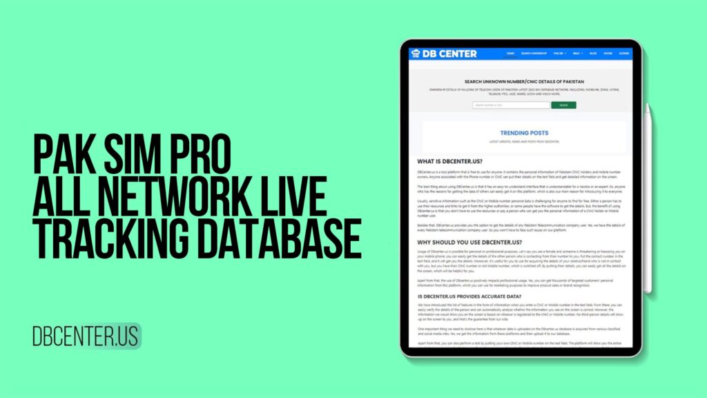 Pak SIM Pro - All Network Live Tracking Database