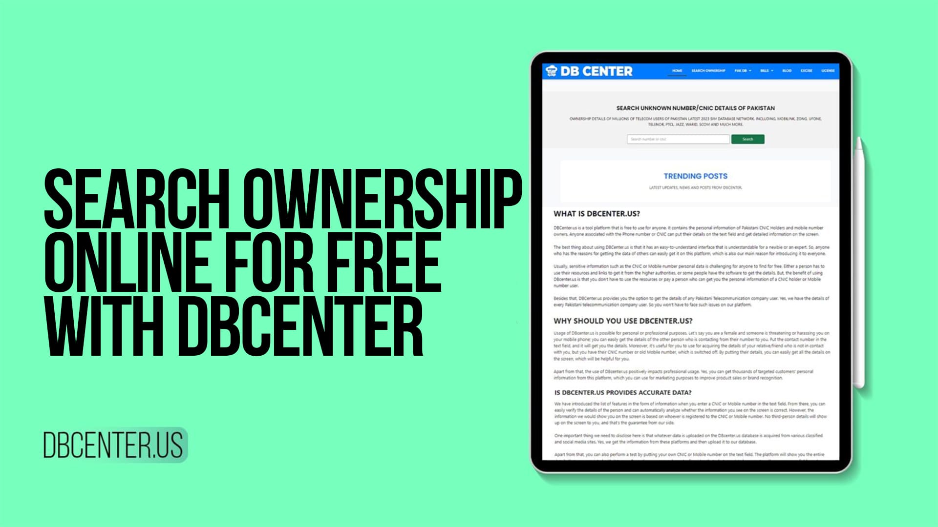Search Ownership Online For Free with DBCenter