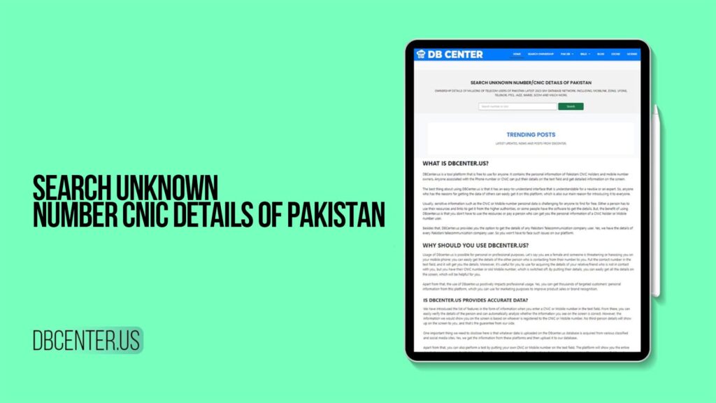 Search Unknown Number CNIC Details of Pakistan