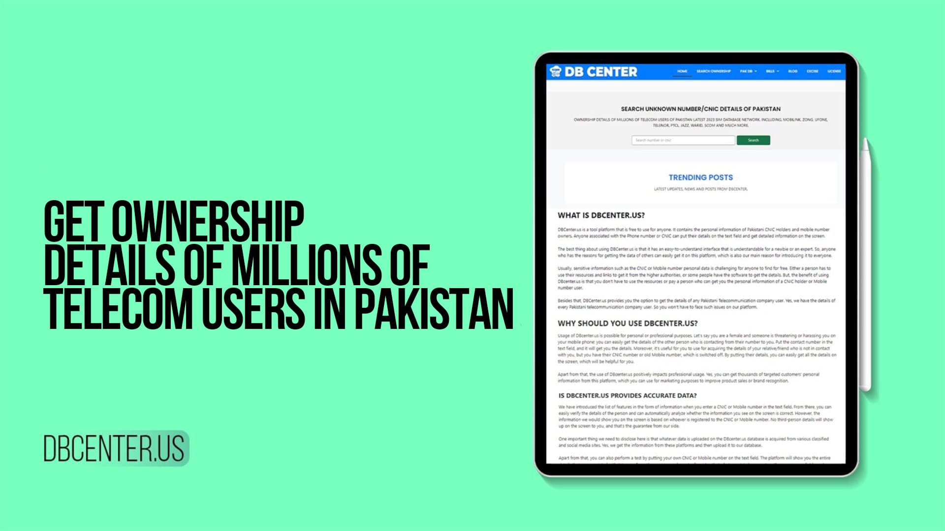 Get Ownership details of Millions of Telecom Users in Pakistan