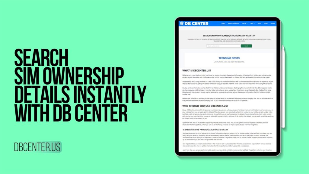 Search SIM Ownership Details Instantly with DB Center