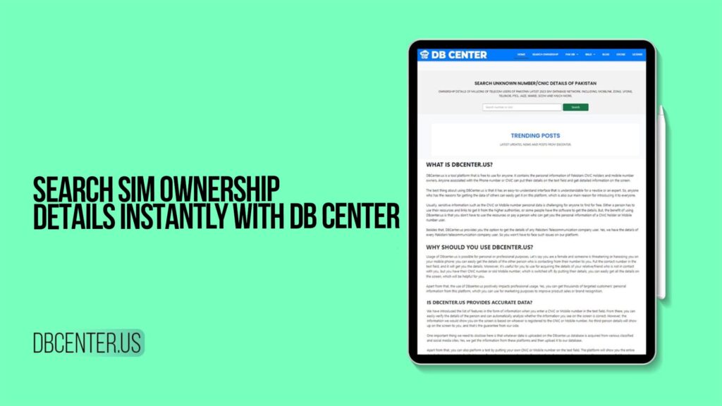 Search SIM Ownership Details Instantly with DB Center