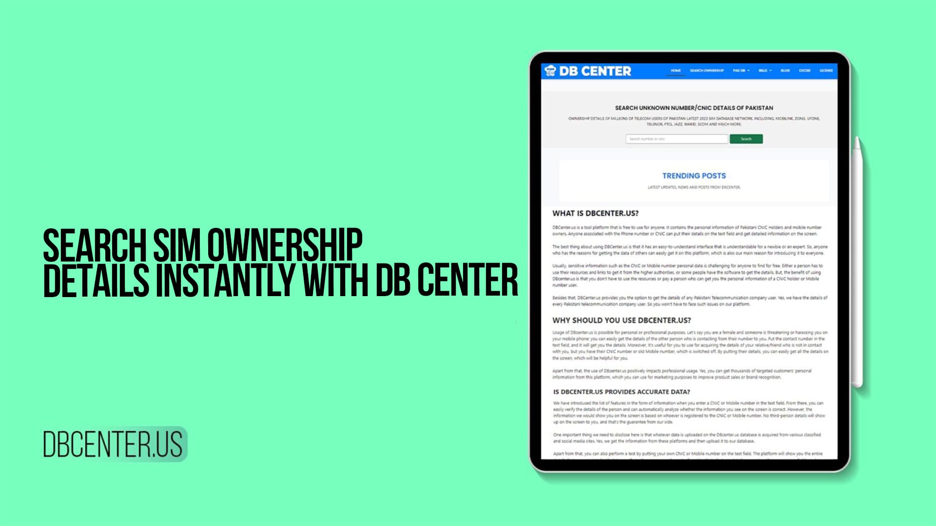 Search SIM Ownership Details Instantly with DB Center