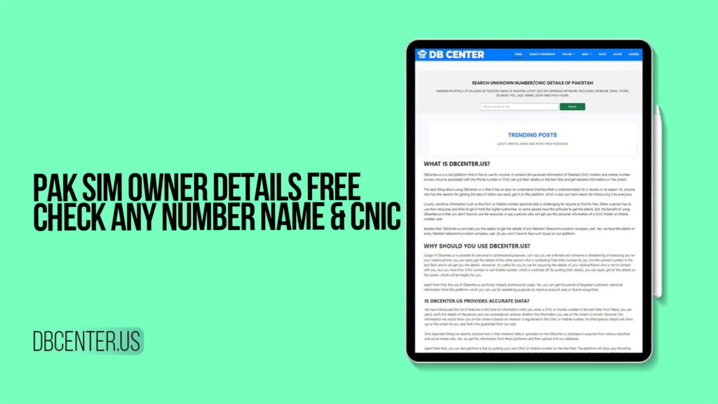 Pak SIM Owner Details Free - Check Any Number Name & CNIC